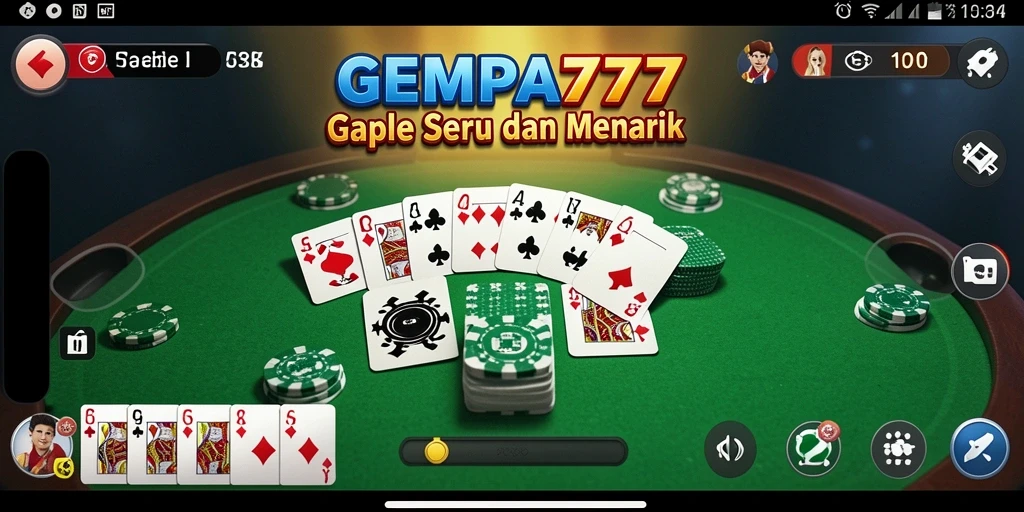 Tampilan gameplay GEMPA777 dengan suasana bermain gaple yang seru.