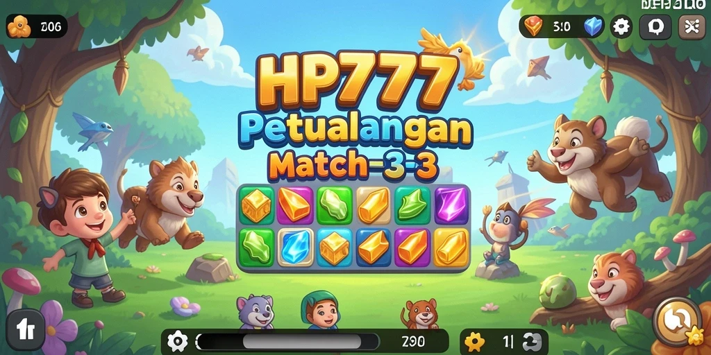 Tangkapan layar gameplay HP777 dengan suasana Match-3 yang menarik.