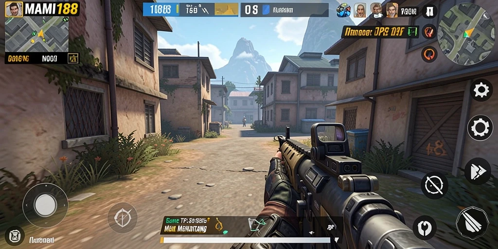 Screenshot gameplay MAMI188 dengan aksi tembak menembak yang mendebarkan.