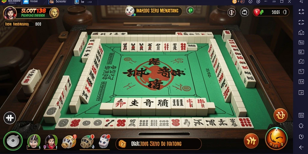 Tampilan gameplay menarik dari SLOT138 dengan suasana Mahjong yang kental.